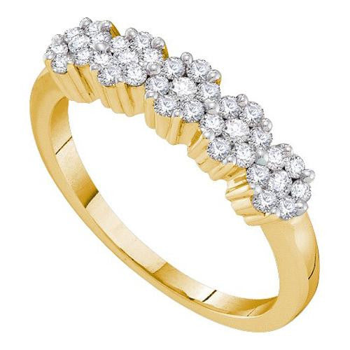 14KT Yellow Gold 0.25CTW  DIAMOND FLOWER RING