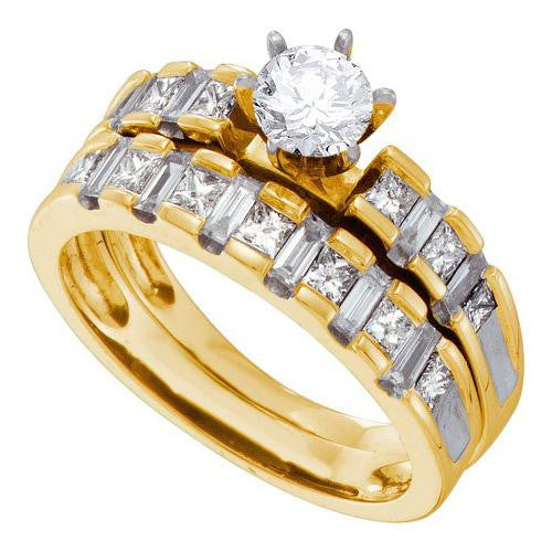 14KT Yellow Gold 1.40CTW DIAMOND 0.40CT CENTER ROUND BRIDAL SET