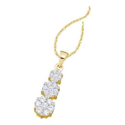 10K Yellow-gold 1.00CTW DIAMOND FLOWER PENDANT