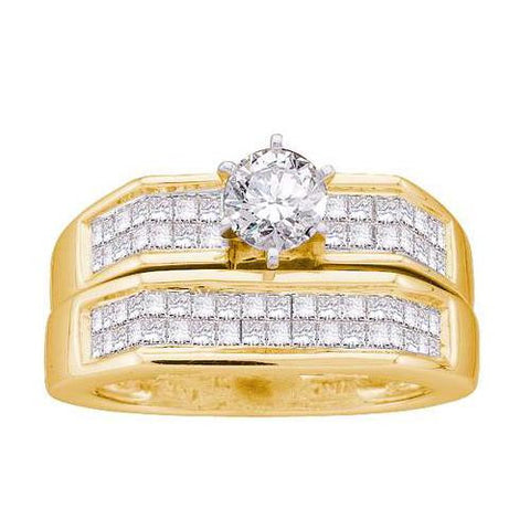 14K Yellow-gold 1.25CT DIAMOND LADIES BRIDAL SET WITH ROUND CENTER