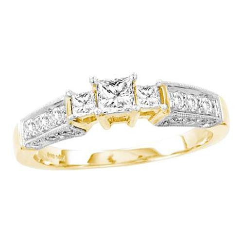 14KT Yellow Gold 0.60CT DIAMOND  3 STONE  BRIDAL  RING