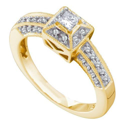 14KT Yellow Gold 0.30CTW DIAMOND PRINCESS CENTER BRIDAL RING