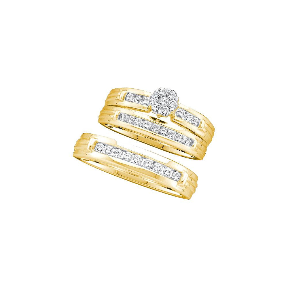 1-2CT-Diamond FLOWER TRIO SET