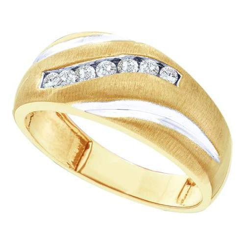 14KT Yellow Gold 0.25CTW ROUND DIAMOND MEN'S FASHION BAND