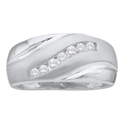 14KT White Gold 0.25CTW DIAMOND CLUSTER MENS BAND