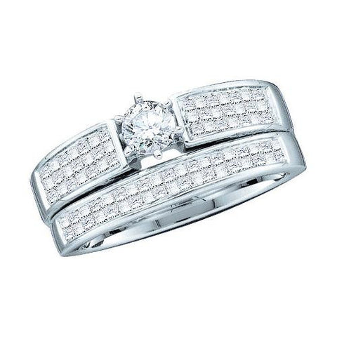 14KT White Gold 1.00CTW DIAMOND BRIDAL SET WITH 0.25CT ROUND CENTER