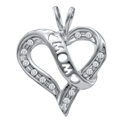 10KT White Gold 0.12CTW DIAMOND  MOM PENDANT