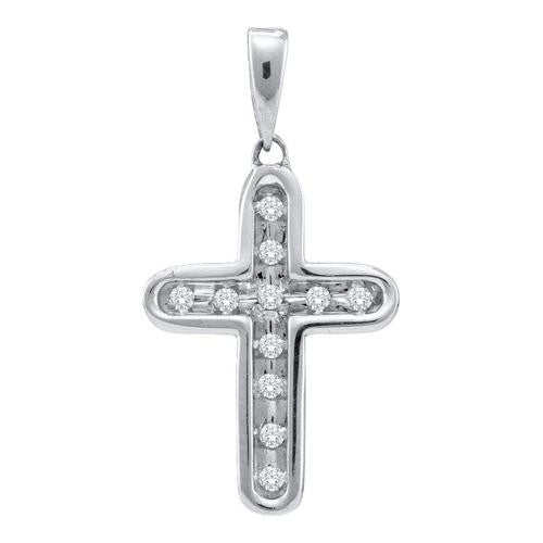 10KT White Gold 0.10CTW DIAMOND CROSS PENDANT