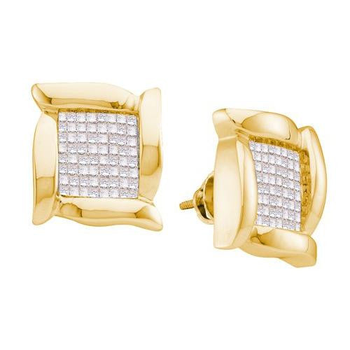 14KT Yellow Gold 0.98CTW INVISIBLE DIAMOND EARRINGS