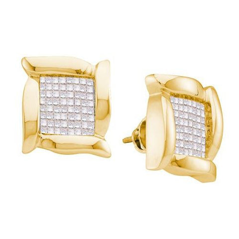 14KT Yellow Gold 0.98CTW INVISIBLE DIAMOND EARRINGS