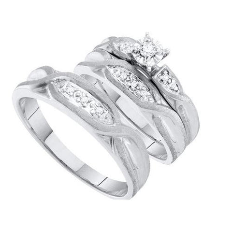 10KT White Gold 0.12CTW DIAMOND TRIO SET