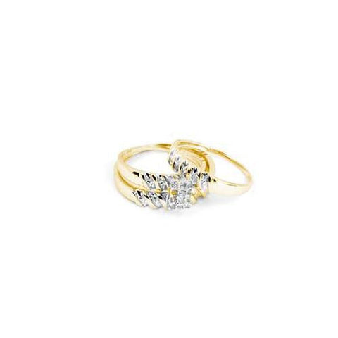 14KT Yellow Gold 0.10CTW DIAMOND CLUSTER  TRIO SET