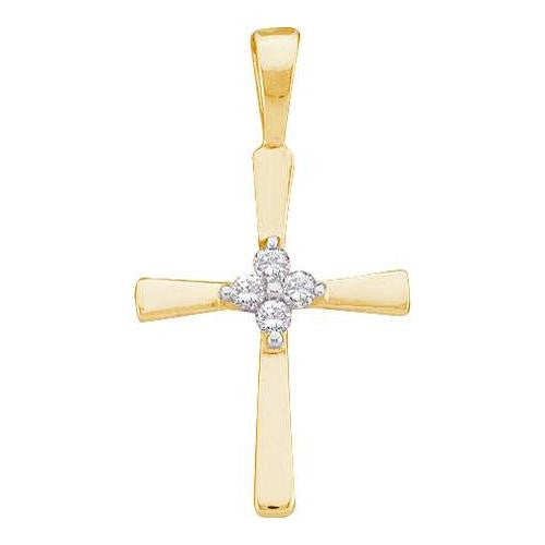 14KT Yellow Gold 0.05CTW DIAMOND CROSS PENDANT