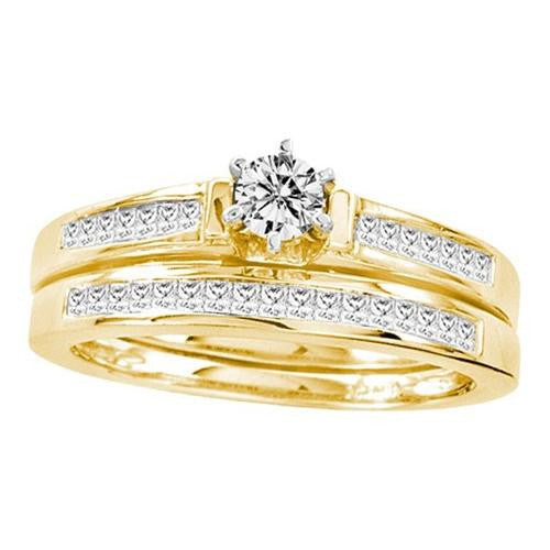 14KT Yellow Gold 0.50CTW DIAMOND ROUND CENTER BRIDAL SET