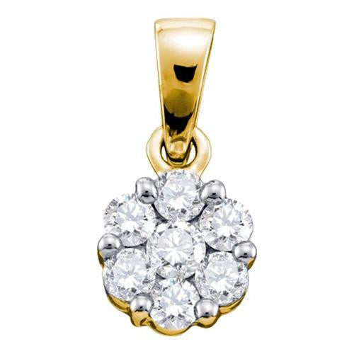 14KT Yellow Gold 0.25CTW DIAMOND FLOWER PENDANT