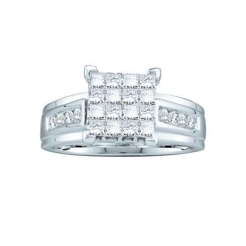 14KT White Gold 1.00CTW ROUND PRINCESS DIAMOND LADIES INVISIBLE RING