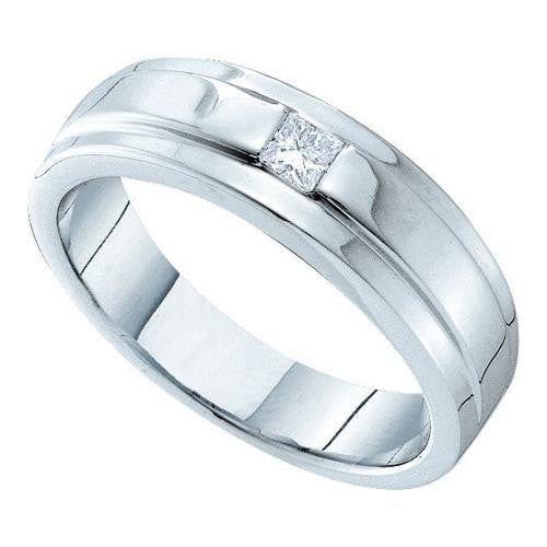 14KT White Gold 0.15CTW DIAMOND MENS INVISIBLE  BAND