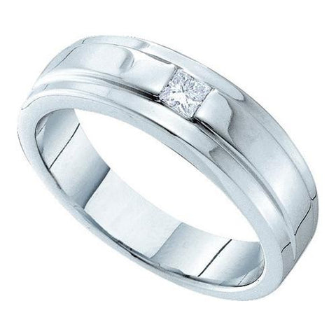 14KT White Gold 0.15CTW DIAMOND MENS INVISIBLE  BAND