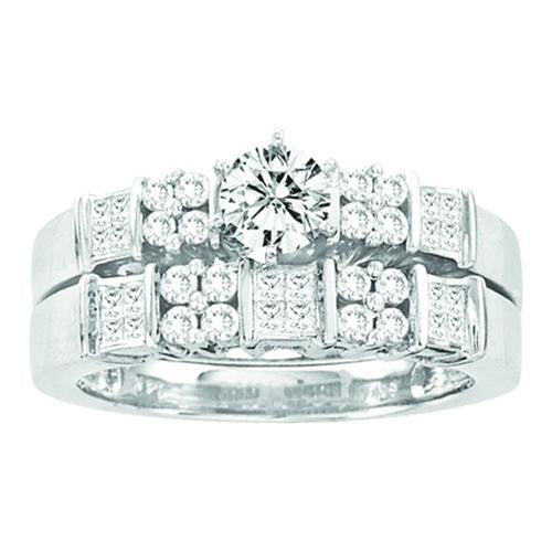 14KT White Gold 1.00CTW DIAMOND 0.40CT CENTER ROUND BRIDAL SET