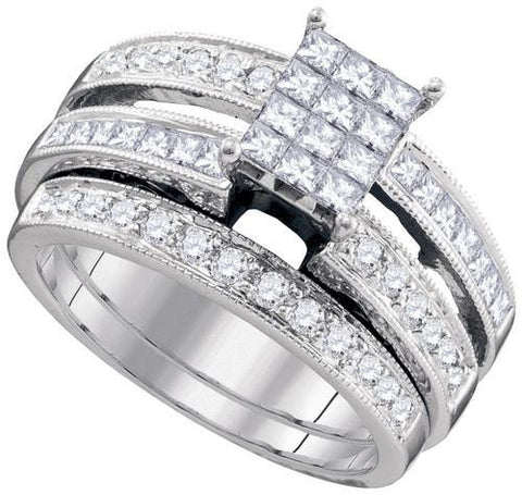 14KT White Gold 1.00CT DIAMOND INVISIBLE BRIDAL SET