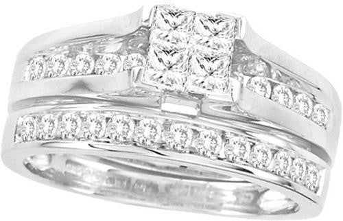 14KT White Gold 1.00CT DIAMOND  INVISIBLE BRIDAL SET