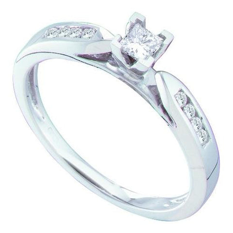 14KT White Gold 0.25CTW DIAMOND PRINCESS CENTER BRIDAL RING