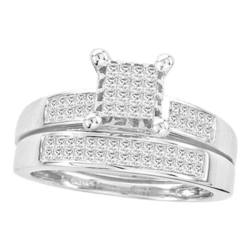 14KT White Gold 0.75CTW DIAMOND INVISIBLE  BRIDAL SET