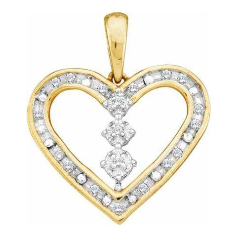 10KT Yellow Gold 0.15CTW DIAMOND LADIES  HEART PENDANT