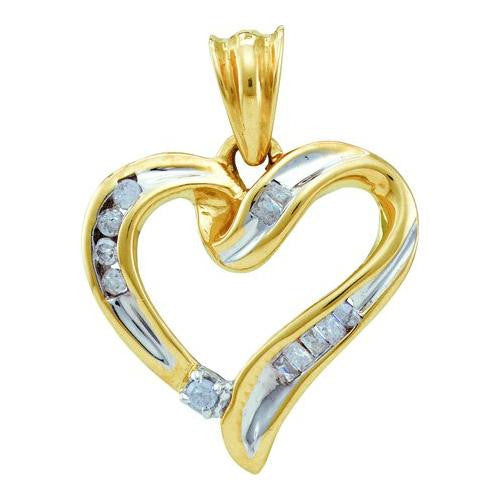 10KT Yellow Gold 0.12CTW  DIAMOND LADIES HEART PENDANT