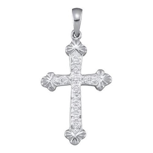 10KT White Gold 0.15CTW DIAMOND CROSS PENDANT