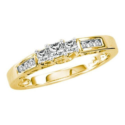 14KT Yellow Gold 0.25CTW DIAMOND 3 STONE  BRIDAL RING