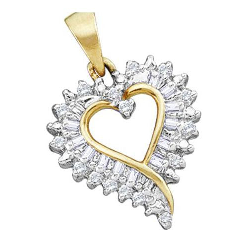 10KT Yellow Gold 0.20CTW DIAMOND HEART PENDANT