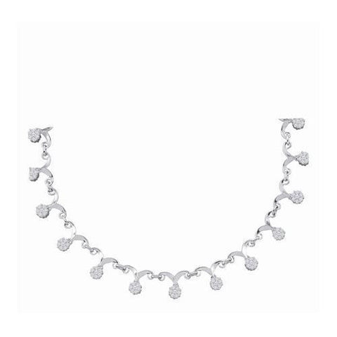 14KT White Gold 2.00CT DIAMOND FLOWER NECKLACE