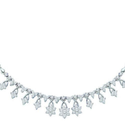 14KT White Gold 2.00CT DIAMOND FLOWER NECKLACE