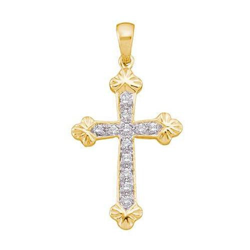 10KT Yellow Gold 0.15CTW DIAMOND  LADIES CROSS PENDENT