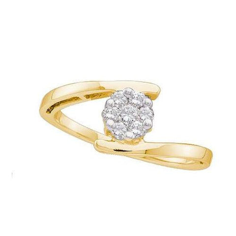 14KT Yellow Gold 0.25CTW  DIAMOND FLOWER RING