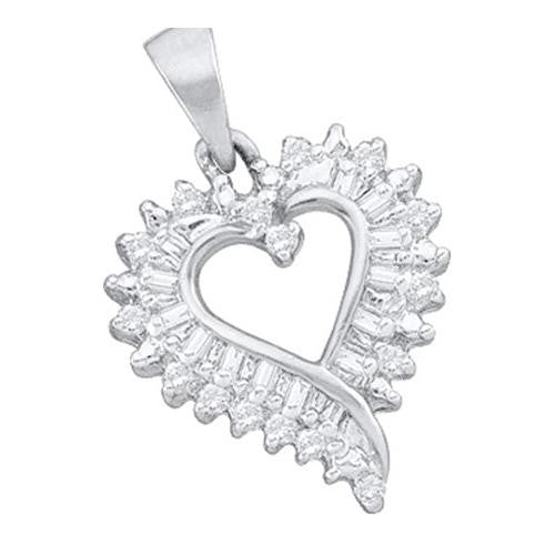 14KT White Gold 0.20CTW DIAMOND HEART PENDANT