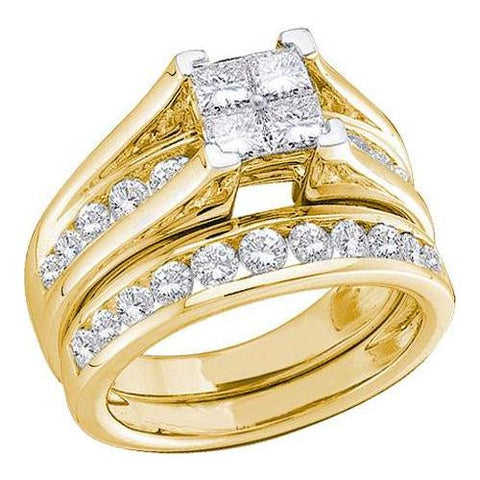 14KT Yellow Gold 1.00CTW  DIAMOND INVISIBLE BRIDAL SET