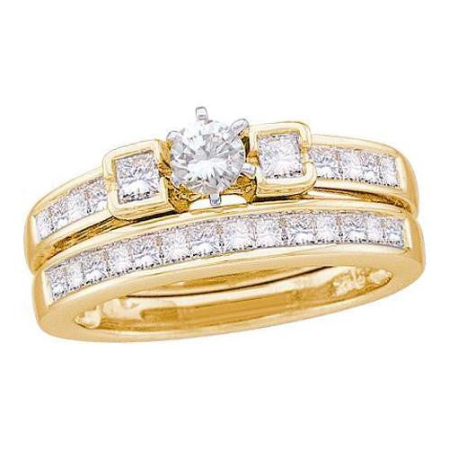 14K Yellow-gold 1.00CT DIAMOND 0.20CT CENTER ROUND BRIDAL SET