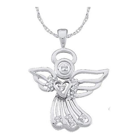 14KT White Gold 0.10CTW DIAMOND FASHION  PENDANT