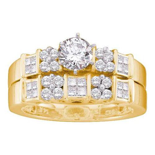 14KT Yellow Gold 1.00CTW DIAMOND LADIES BRIDAL SET WITH 0.40CT ROUND CENTER