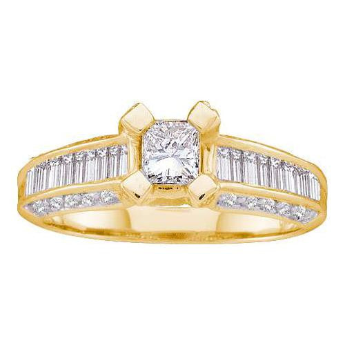 14K Yellow-gold 1.00CTW DIAMOND LADIES BRIDAL RING WITH 0.40CT PRINCESS-CUT CENTER