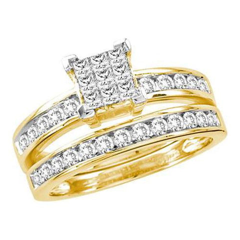 14KT Yellow Gold 1.00CTW DIAMOND INVISIBLE  BRIDAL SET