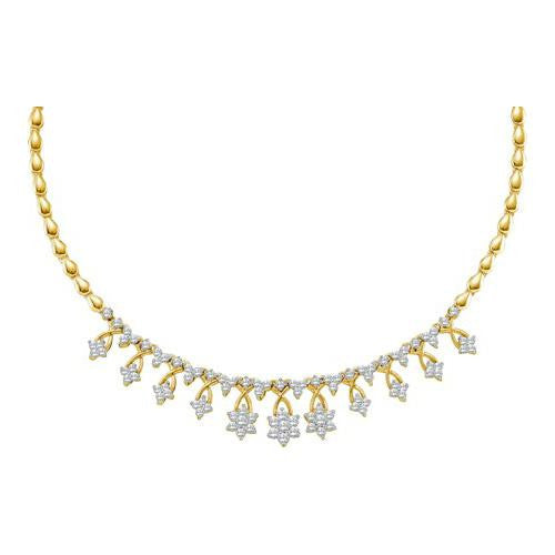 14KT Yellow Gold 2.00CTW DIAMOND FLOWER NECKLACE