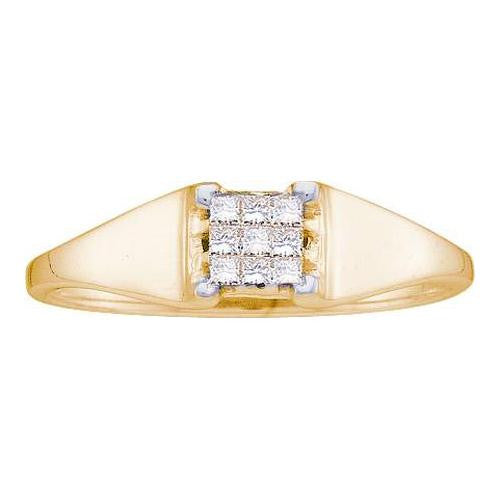 14KT Yellow Gold 0.12CTW PRINCESS DIAMOND LADIES INVISIBLE SQUARE RING