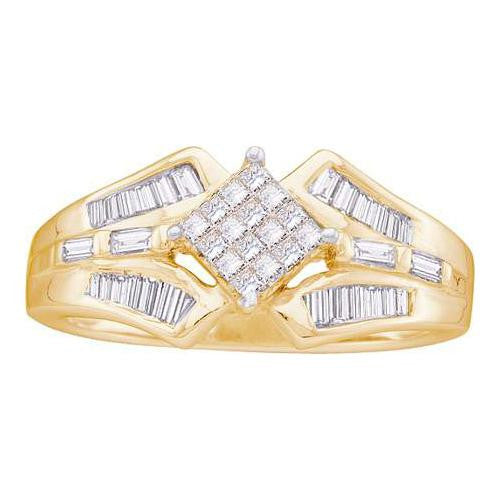 14KT Yellow Gold 0.50CTW PRINCESS BAGGUETTE DIAMOND LADIES FASHION RING