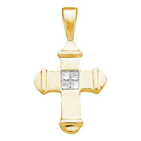 10KT Yellow Gold 0.04CTW DIAMOND CROSS PENDANT