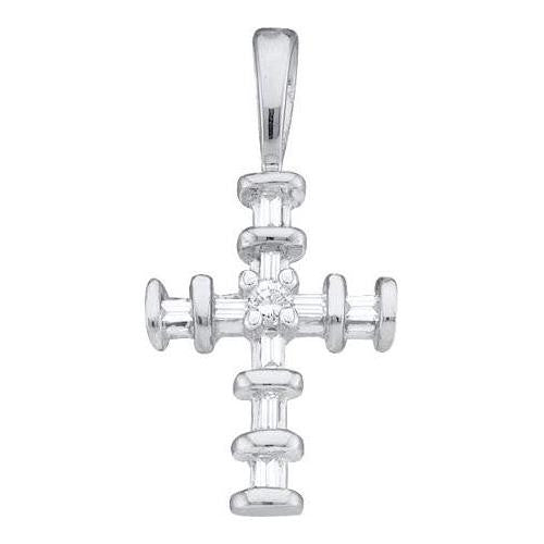 14KT White Gold 0.15CTW DIAMOND  CROSS PENDANT