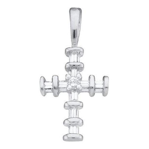 14KT White Gold 0.15CTW DIAMOND  CROSS PENDANT