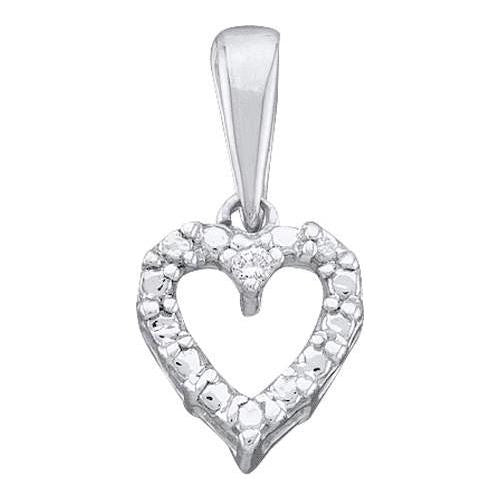 14KT White Gold 0.01CTW DIAMOND HEART PENDANT